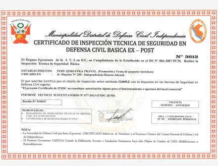 certificado de inspeccion tecnica de seguridad en defensa civil basica ex post lima